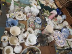 Four trays of assorted ceramics to include Wedgwood, Aynsley and two Bass & Co. pale ale jugs