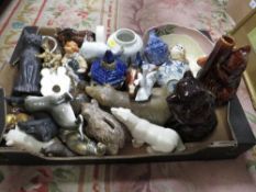 A tray of assorted ceramics and animal figures to include Carlton ware etc.