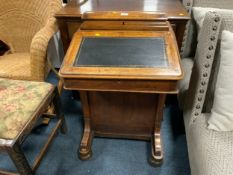 A Victorian walnut and mahogany davenport inlaid desk A/F
