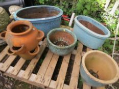 A selection of ceramic garden planters & pots to include a strawberry planter
