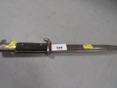 WW2 German K98 short dress bayonet, with chequered black bakelite grip (scabbard lacking)