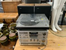 A retro GEC High Fidelity record deck A3000-P together with amp, speakers, etc.