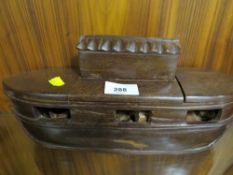 A vintage carved wooden Noah's ark and contents