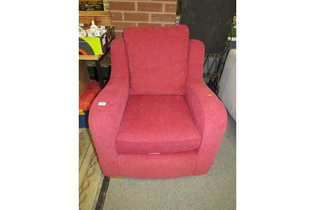 A modern red easy armchair - Image 1 of 4