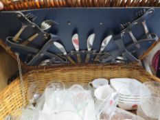 A wicker basket with contents