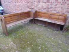 Two vintage pine pews / benches