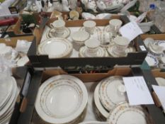 Two trays of Royal Doulton Mosaic Garden tea and dinner ware