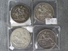 Victoria veiled head crowns 1895 LIX, 1896 LX and 1899 LXII and a George V 1935 crown (4)