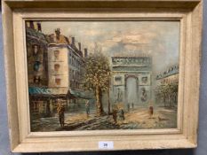 Burnett - An impressionist oil on canvas depicting The Arc de Triomph