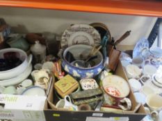 Three trays of assorted ceramics and collectables etc to include Coalport, oriental bowls etc