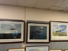 Two large framed Gerald Coulson aviation prints together with a Frank Wootton example (3)