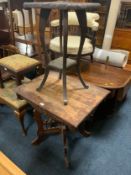 A carved eastern style table A/F together with a smaller table