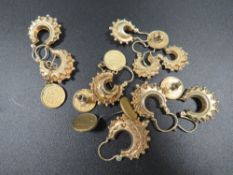 A quantity of yellow metal earrings