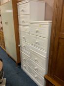 Five modern white bedside chests