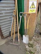 A selection of hand garden tools