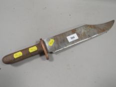 A large vintage bowie style knife with wooden grip L-43 cm