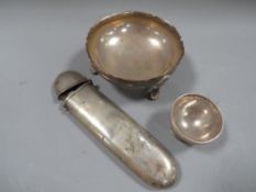 Three pieces of hallmarked silver to include a spectacle case, approx combined weight 188g