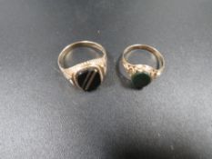 Two 9 carat gold blood stone rings approx combined weight 5.8g