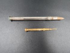A Victorian pencil and silver calendar pencil