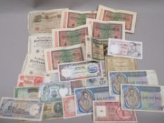 A collection of world banknotes