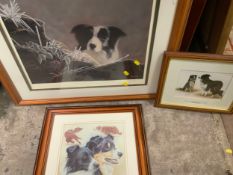 Four assorted dog prints to include a signed John Silver example