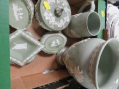 A small selection of green Wedgwood jasperware etc