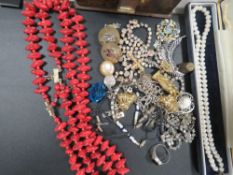 A small quantity of costume jewellery to include a silver ring etc