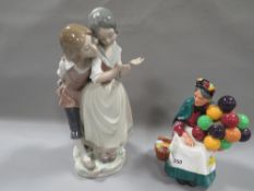 A Royal Doulton balloon lady and Lladro figure