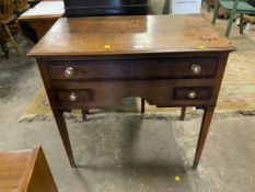 A Georgian oak and mahogany crossbanded lowboy