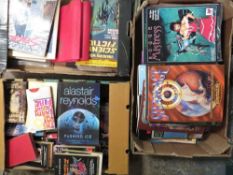 Three trays of fantasy/science fiction books and magazines
