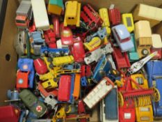 A tray of vintage diecast play worn vehicles to include Lesney etc