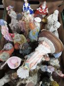 A box containing approximately 34 ornaments