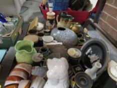 Two trays of assorted ceramics pottery etc to include a selection of Old Greek pattern ceramics