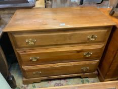 A vintage pine three drawer chest