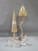Four items of studio art glass to include a glass Nachtmann bird