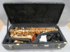 An FF Saxophone in fitted padded case