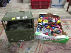 A vintage Action Man truck together with toy cars and a selection of Thomas the Tank Locomotive toys