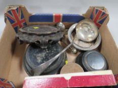 A quantity of silver plated ware etc., to include a hallmarked silver pin dish in the form of a