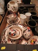 A tray of assorted Masons Ironstone Blue Mandalay , green Hornsea etc