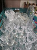 A tray of assorted glassware to include Royal Doulton drinking glasses