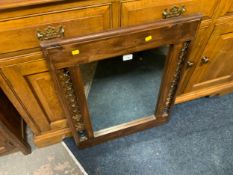 A colonial style wall mirror together with a seascape print and a military figure on horseback print