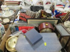 Two trays of assorted collectables to include trophys, cameras, model aircraft etc