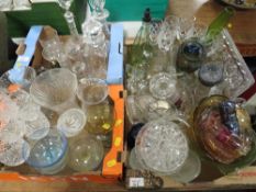 One large and two small trays of glassware to include decanters and Stuart crystal drinking glasses