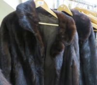 A vintage rich mahogany brown mink fur three-quarter length coat, together with anther vintage fur