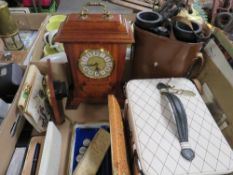 A tray of assorted collectables to include three vintage Parker pens, oriental style beaded bags etc