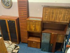 A large mid-century rosewood modular bookcase