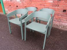 A set of four green 'Muuto' cover armchairs designed by Thomas Bentzen (Ash veneer with beech legs)
