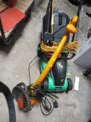 An electric mower and a strimmer