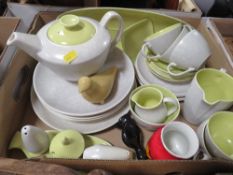 A tray of Poole two tone tea and dinner ware etc