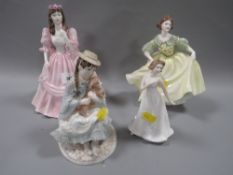 Three Coalport figurines together with a Coalport example